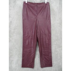 Ann Taylor Pants 6 Burgundy Vegan Leather Straight Leg High Rise Stretch Grunge